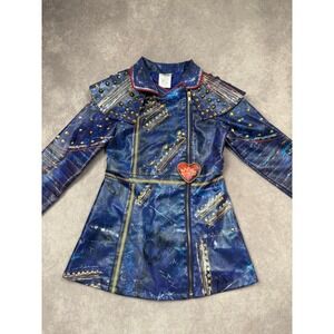 Disney Store Descendants 2 Mai Jacket Kids 5/6 Blue Faux Leather Studded Moto